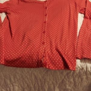 red.and white polka dot cardigan